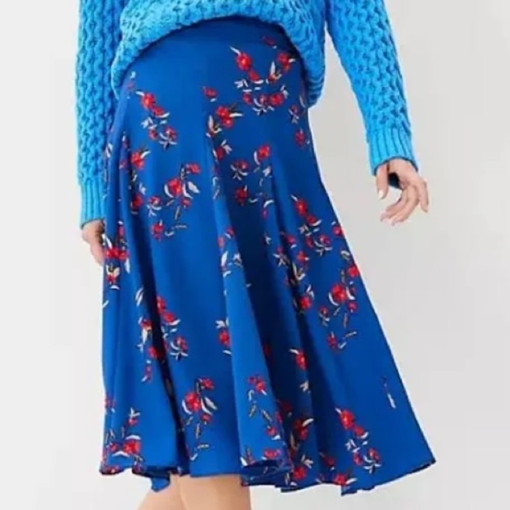 Ann Taylor NWT Blue Pleated Midi Skirt for Work